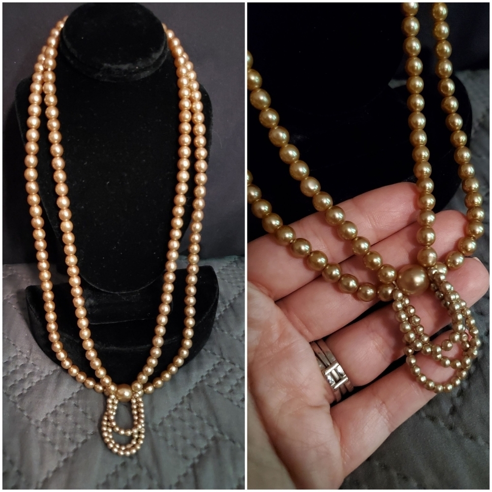 ❤️Host Pick❤️Vintage 40s Antique Champagne Faux-Pearls